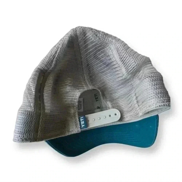 YETI Logo Badge-Low Profile Trucker Hat with Bureo Brim Color: Green/Aquifer Bl - Picture 5 of 5